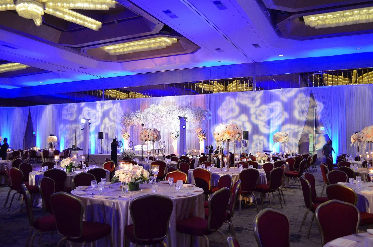 Ballroom uplit in blue and purple